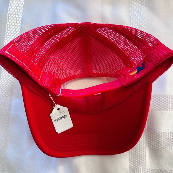 NWT Aviator Nation Red Smiley vintage trucker hat adjustable mesh back - Picture 7 of 7